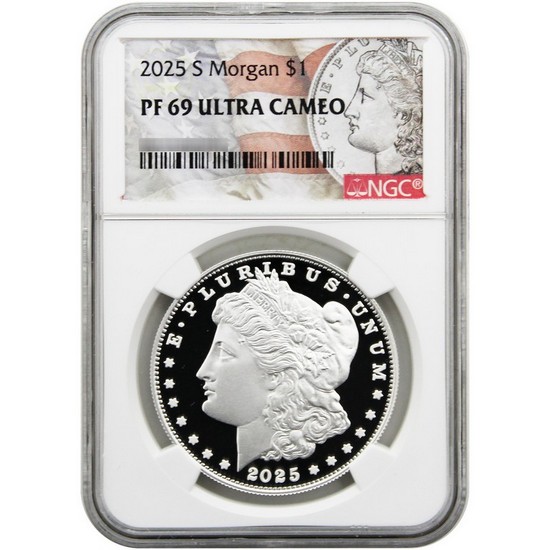 2025 S Morgan Silver Dollar Set PF69 UC NGC Morgan/Flag Label
