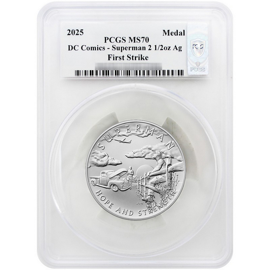 2025 DC Comics Superman Silver 2.5oz Medal MS70 FS PCGS Superhero Series Label