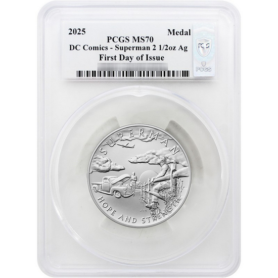 2025 DC Comics Superman Silver 2.5oz Medal MS70 FDI PCGS Superhero Series Label