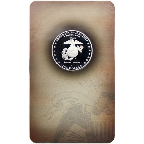 2005 P Marine Corps 230th Anniversary Silver Dollar PF Coin in Patriotic Packaging 2005 P Marine Corps 230th Anniversary Silver Dollar PF Coin in Patriotic Packaging