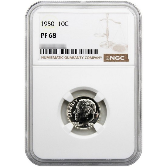 1950 Roosevelt Dime PF68 NGC