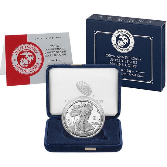 2025 P Silver American Eagle United States Marine Corps Privy Proof Coin in OGP