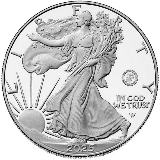 2025 P Silver American Eagle United States Marine Corps Privy Proof Coin in OGP