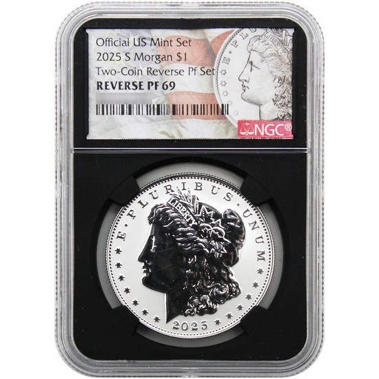 2025 S Morgan Silver Dollar Reverse PF69 Black Core NGC Morgan Flag Label