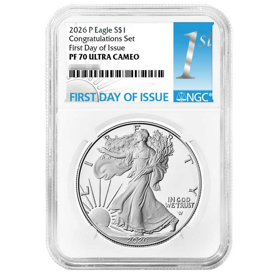 2026 P Silver American Eagle Congratulations Set PF70 UC FDI NGC 1st Label