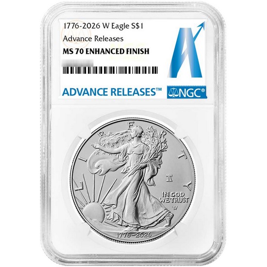 1776-2026 W Enhanced Uncirculated Silver Eagle 250th Anniversary Liberty Bell Privy NGC MS70 AR