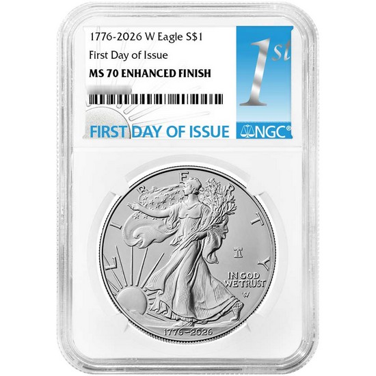 1776-2026 W Enhanced Uncirculated Silver Eagle 250th Anniversary Liberty Bell Privy NGC MS70 FDI 1st