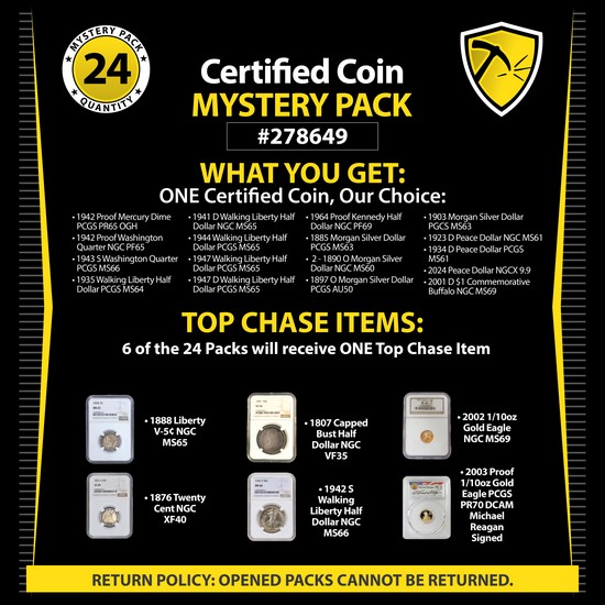 Certified Coin Mystery Pack #278649
