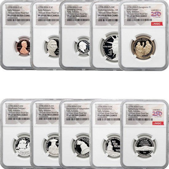 2026 S Seniquincentennial Silver Proof Set NGC PF69 US ER America 250 Label