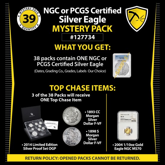 NGC or PCGS Certified Silver Eagle Mystery Pack #127734