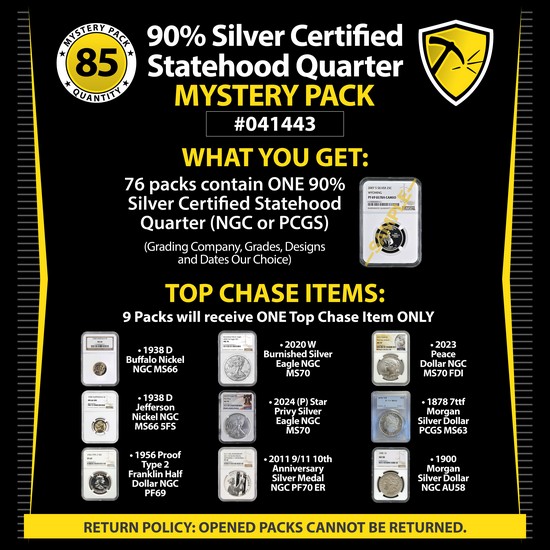90% Silver Certified Statehood Quarter Mystery Pack #041443