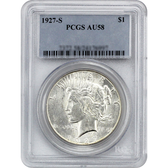 1927 S Peace Silver Dollar AU58 PCGS