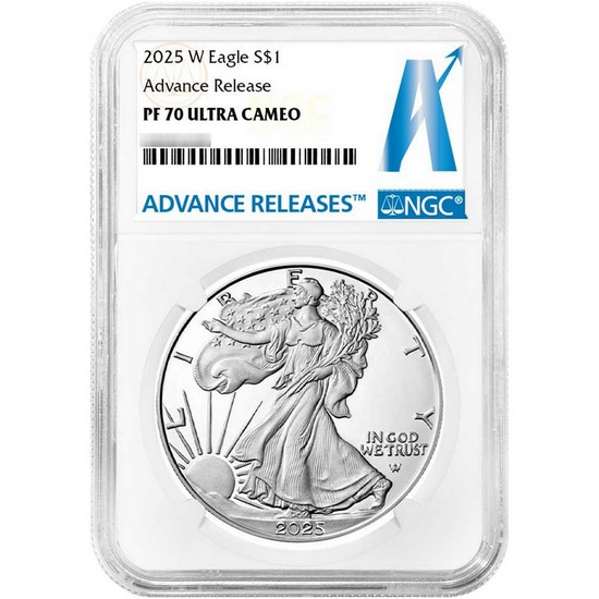 2025 W Silver American Eagle Coin PF70 UC AR NGC AR Label