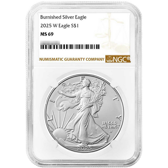 2025 W Burnished Silver American Eagle MS69 NGC Brown Label