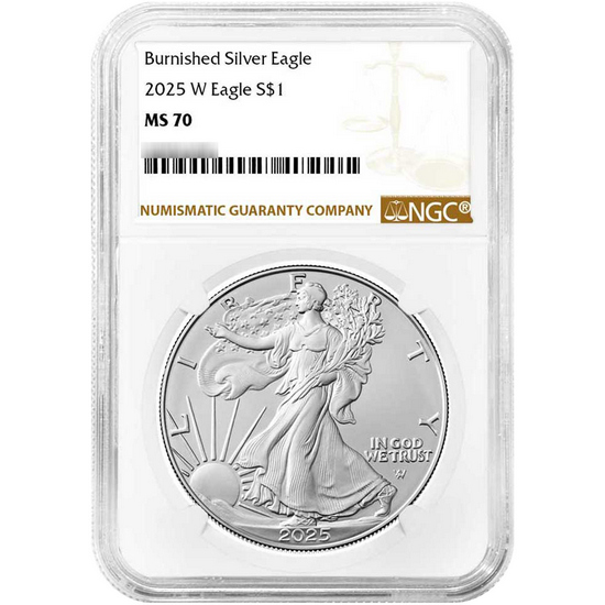2025 W Burnished Silver American Eagle MS70 NGC Brown Label