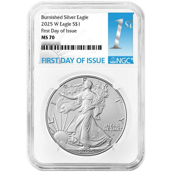 2025 W Burnished Silver American Eagle MS70 FDI NGC 1st Label