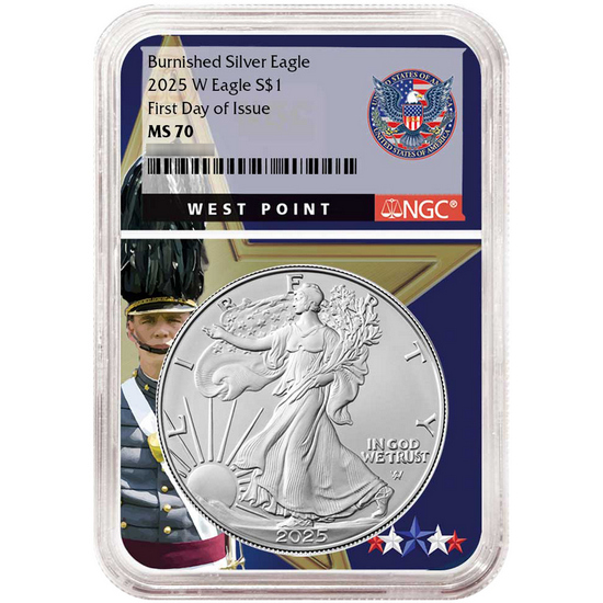 2025 W Burnished Silver American Eagle MS70 ER NGC West Point Core