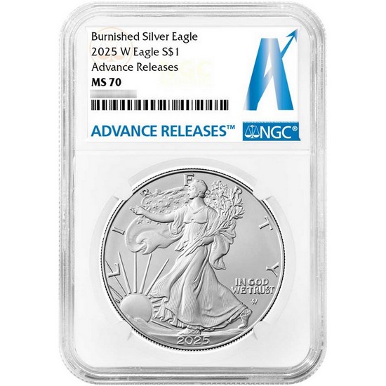 2025 W Burnished Silver American Eagle MS70 AR NGC Advance Releases Label