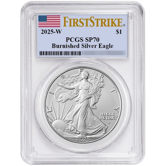 2025 W Burnished Silver American Eagle SP70 FS PCGS Flag Label