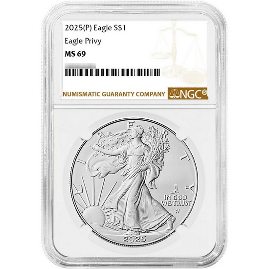 2025 Silver American Eagle Eagle Privy Coin MS69 NGC Brown Label
