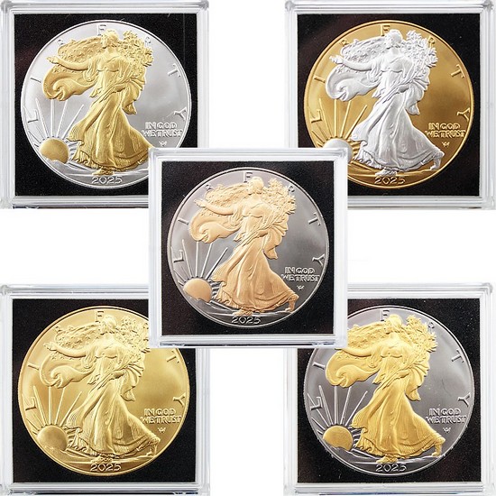2025 Silver American Eagle Brilliant Uncirculated Gilded 5pc Set