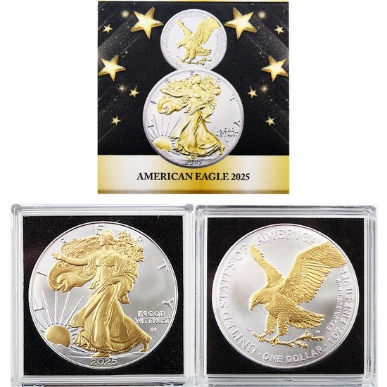 2025 Silver American Eagle Brilliant Uncirculated Gilded 5pc Set 2025 Silver American Eagle Brilliant Uncirculated Gilded 5pc Set