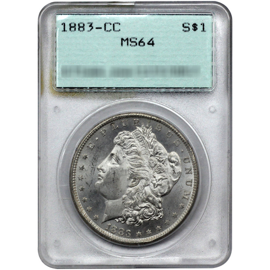 1883 CC Morgan Silver Dollar MS64 PCGS Rattler Holder