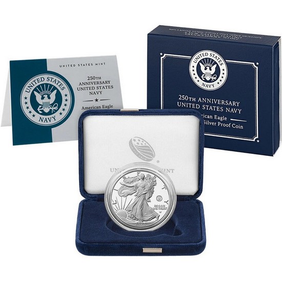 2025 S Silver American Eagle United States Navy Privy Proof Coin in OGP