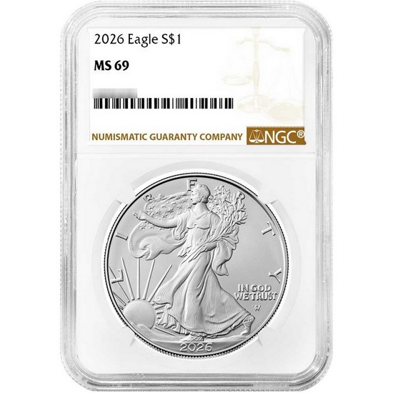2026 Silver American Eagle Coin MS69 NGC Brown Label