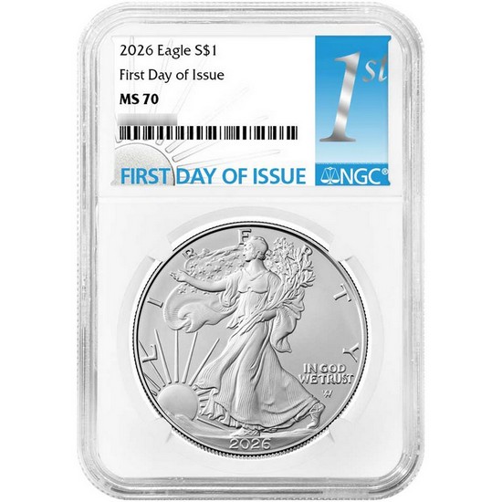 2026 Silver American Eagle Coin MS70 FDI NGC 1st Label