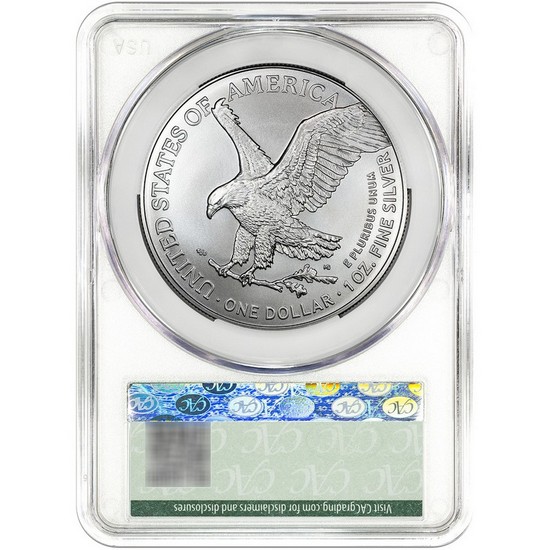 2026 Silver American Eagle Coin MS70 First Day of Delivery CAC Flag Label