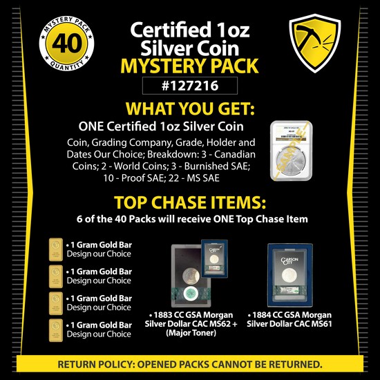 Certified 1oz Silver Coin Mystery Pack #127216