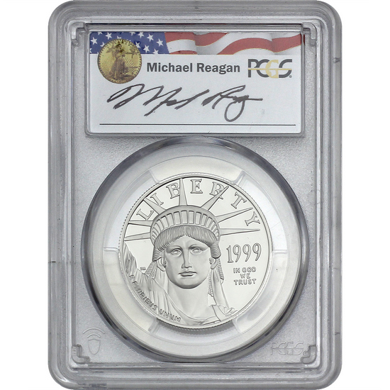 1999 W Platinum American Eagle PR69 DCAM PCGS Michael Reagan Signed 1999 W Platinum American Eagle PR69 DCAM PCGS Michael Reagan Signed