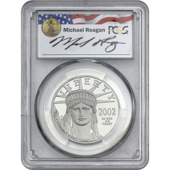 2002 W Platinum American Eagle PR69 DCAM PCGS Michael Reagan Signed 2002 W Platinum American Eagle PR69 DCAM PCGS Michael Reagan Signed