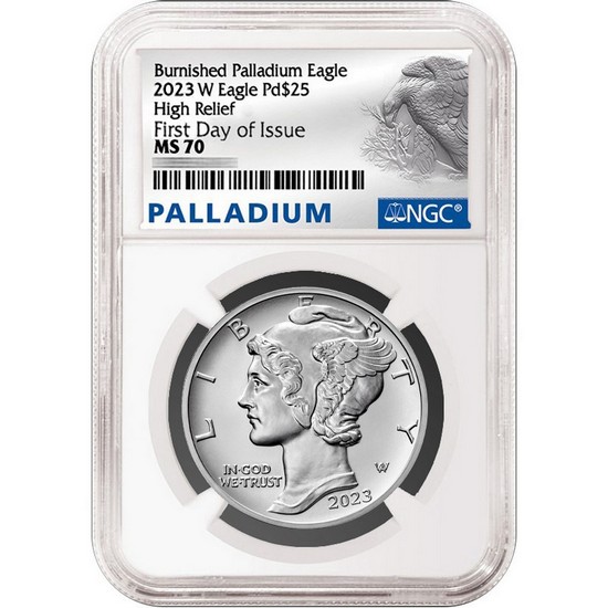 2023 W $25 Burnished Palladium Eagle MS70 FDI NGC Eagle Label