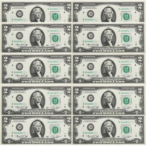 1976 $2 Federal Reserve Notes Crisp Uncirculated Condition (10 Consecutive Serial Numbers)