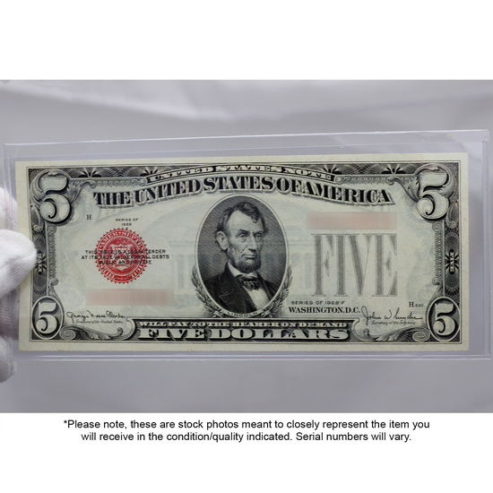 1928 $5 Red Seal Legal Tender Note CU Condition