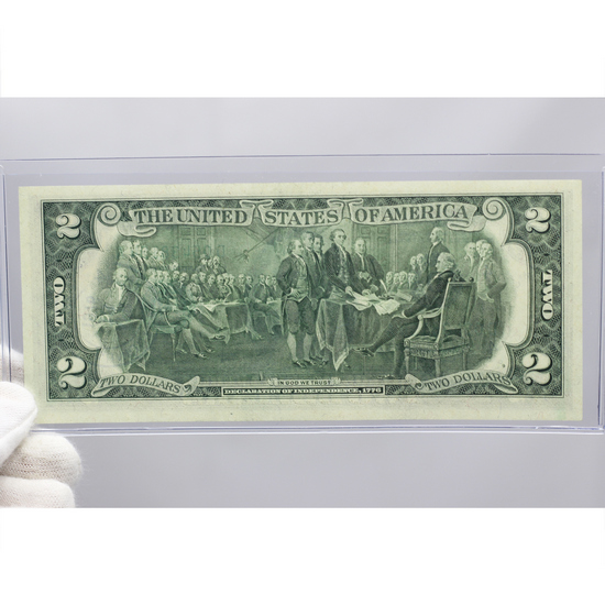 Series 1976 $2 Bicentennial Note CU Condition with Stamp and Post Office Cancellation Date of April 13, 1976 Series 1976 $2 Bicentennial Note CU Condition with Stamp and Post Office Cancellation Date of April 13, 1976