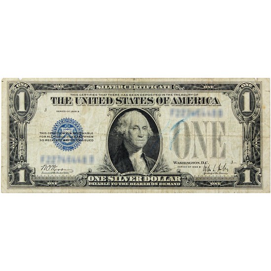 1928 $1 Silver Certificate Funny Back Note in VG/F Condition