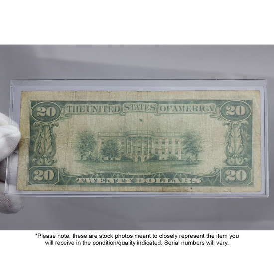 1928 $20 Redeemable in Gold Federal Reserve Note in VG/F Condition 1928 $20 Redeemable in Gold Federal Reserve Note in VG/F Condition