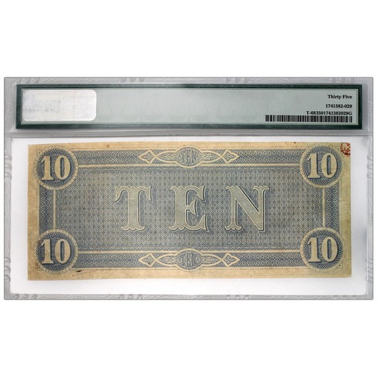 1864 $10 Confederate Currency Note VF35 PMG 1864 $10 Confederate Currency Note VF35 PMG