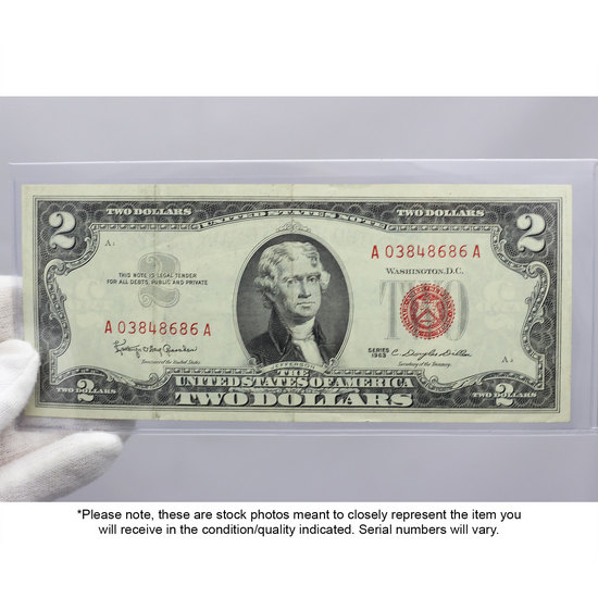 Series 1953/1963 $2 Red Seal Legal Tender Note VG/VF Condition