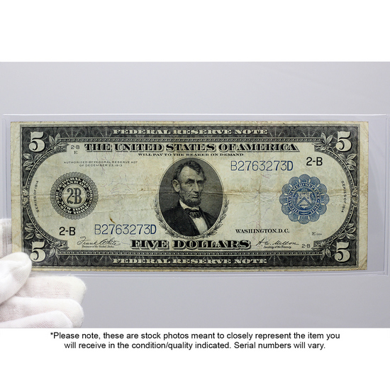 1914 $5 Large Size Federal Note G/VG Condition