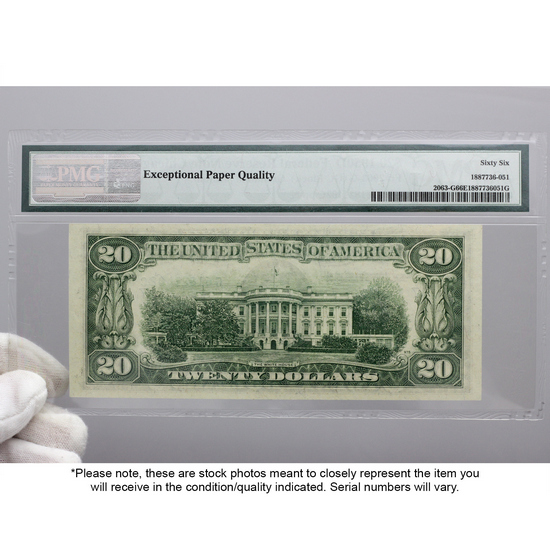 1950 D $20 Federal Reserve Note 66 Gem Uncirculated EPQ PMG