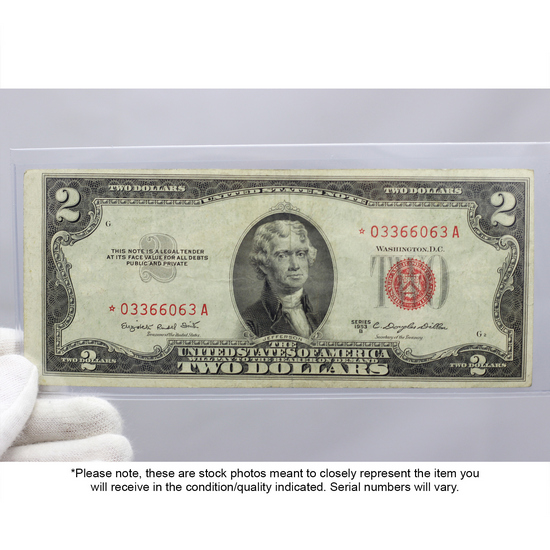 Series 1953/1963 $2 Star Red Seal Legal Tender Note VG/VF Condition