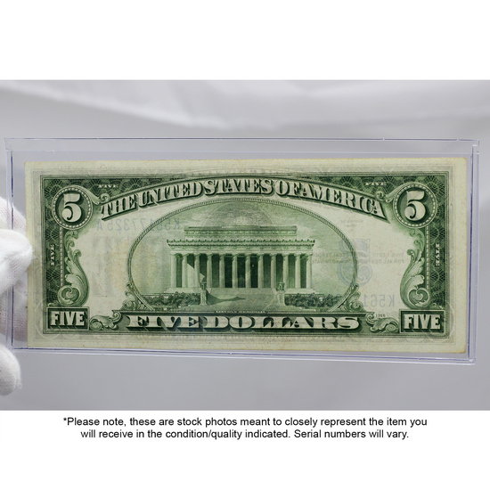 Series 1934 North African $5 Silver Certificate EF/AU Condition