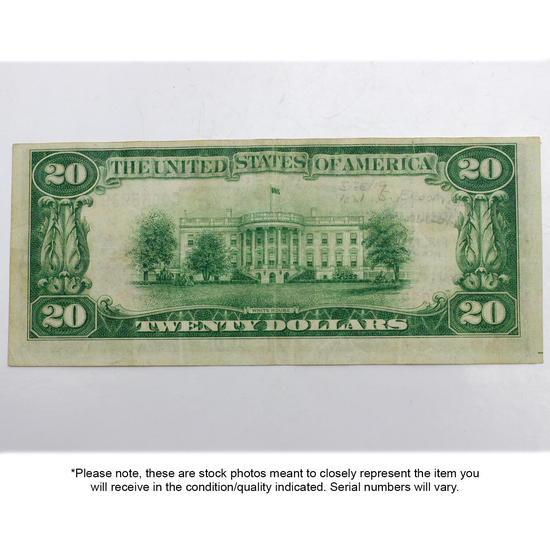 Series 1929 $20 Federal Reserve Bank of Philadelphia National Currency Note VG/F Condition Series 1929 $20 Federal Reserve Bank of Philadelphia National Currency Note VG/F Condition