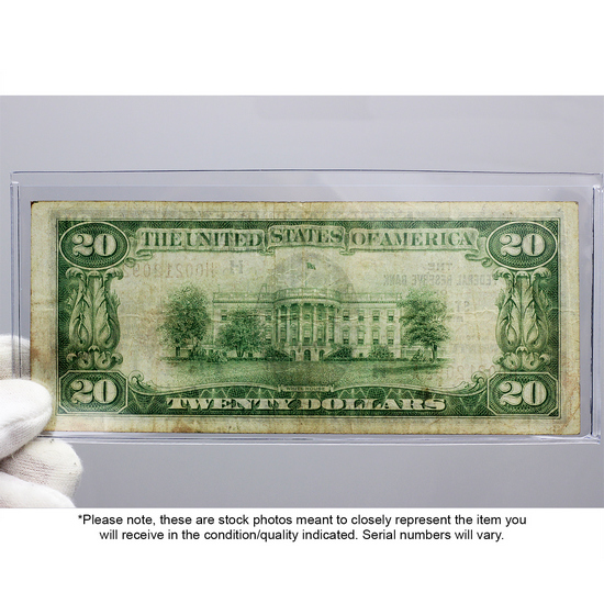 Series 1929 $20 Federal Reserve Bank of St. Louis National Currency Note VG/F Condition