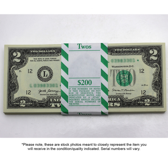 2017A $2 Federal Reserve Star Notes Crisp Uncirculated (100 Consecutive Serial Numbers)
