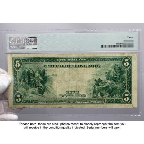 1914 $5 Cleveland Federal Reserve Note VF20 PMG